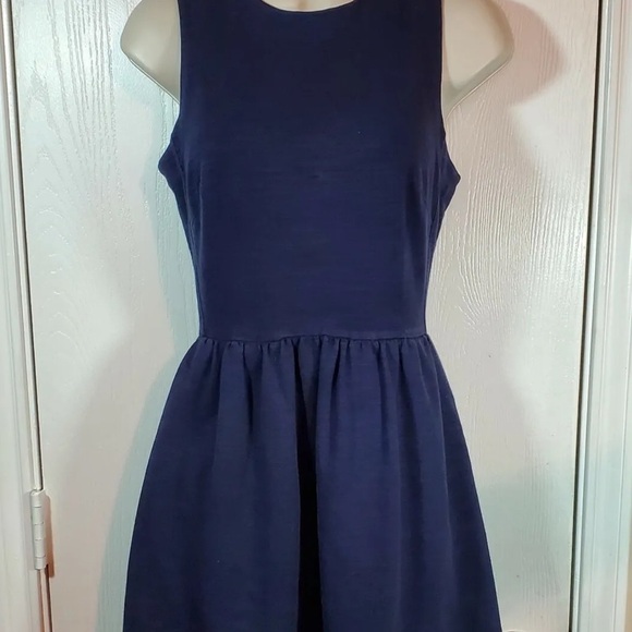 ๐ Madewell Afternoon Fit and Flare sleeveless  Dress size S Navy Blue - Picture 13 of 15